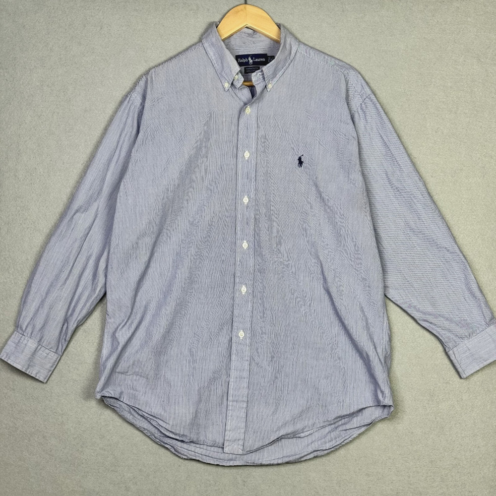 Ralph Lauren Mens Shirt Size 16-32/33 Yarmouth Striped Blue Button Down Men